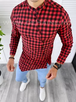 Camasa barbati asimetrica in carouri slim fit B2129 O5-3.1